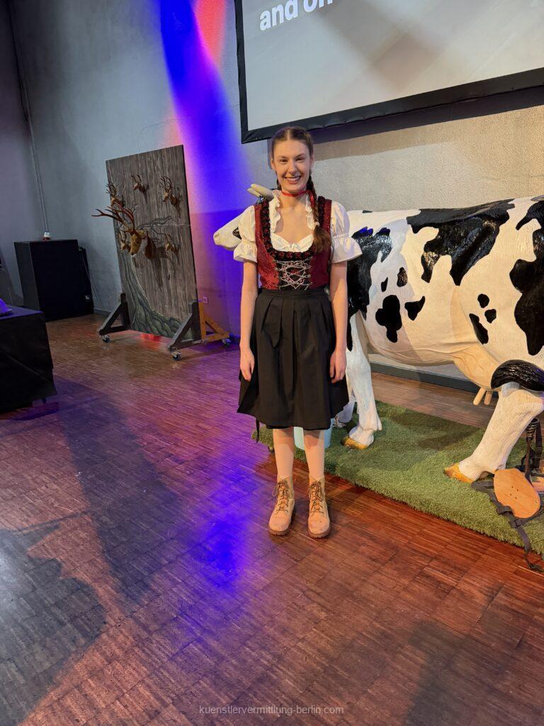 Cow milking and beer stein pushing at the Oktoberfest event